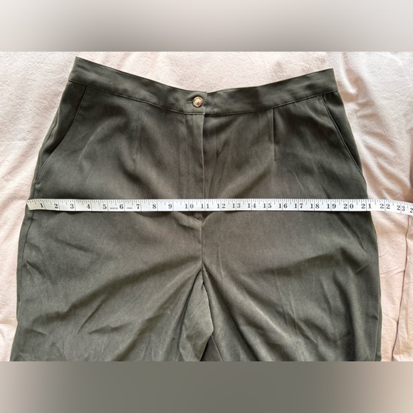 NWT Orvis Women's Plus Pants Sz 14 Green High Waist Slacks Suede Straight Leg - Picture 10 of 11